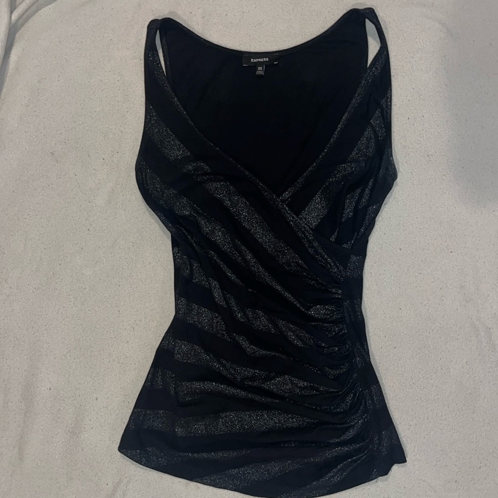 Express BodyCon Stretch Shimmer Stripe Tank Top sz XS